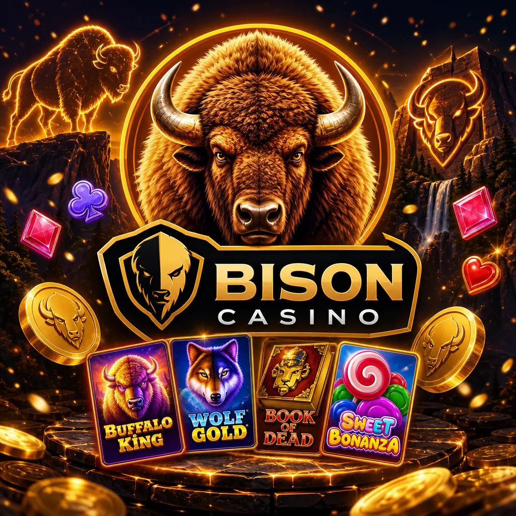 Bison Casino brand promo image featuring official logo and slot-themed elements on a 1024x1024 square canvas